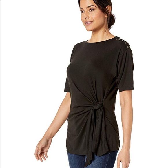 Jones New York Black Tie Waist Top Small - Picture 1 of 3